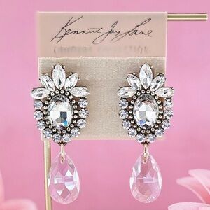 Kenneth Jay Lane Earrings Gold Tone Crystal Drop Earrings Formal Evenings